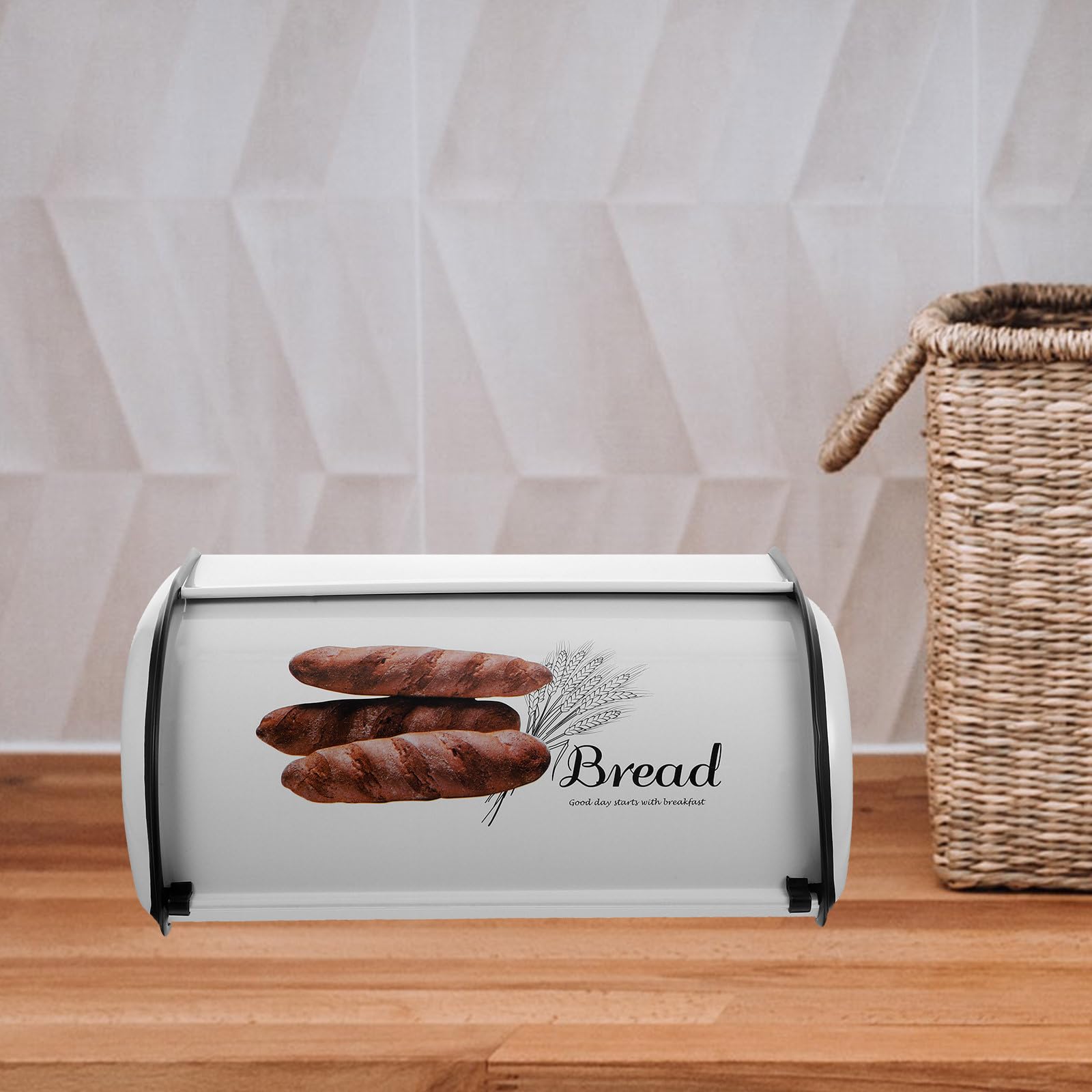 Boîte Métal Blanc pour Comptoir Cuisine, Design Vintage Délicat, Grosse Capacité, Économiseur D'espace et Conservation Optimale