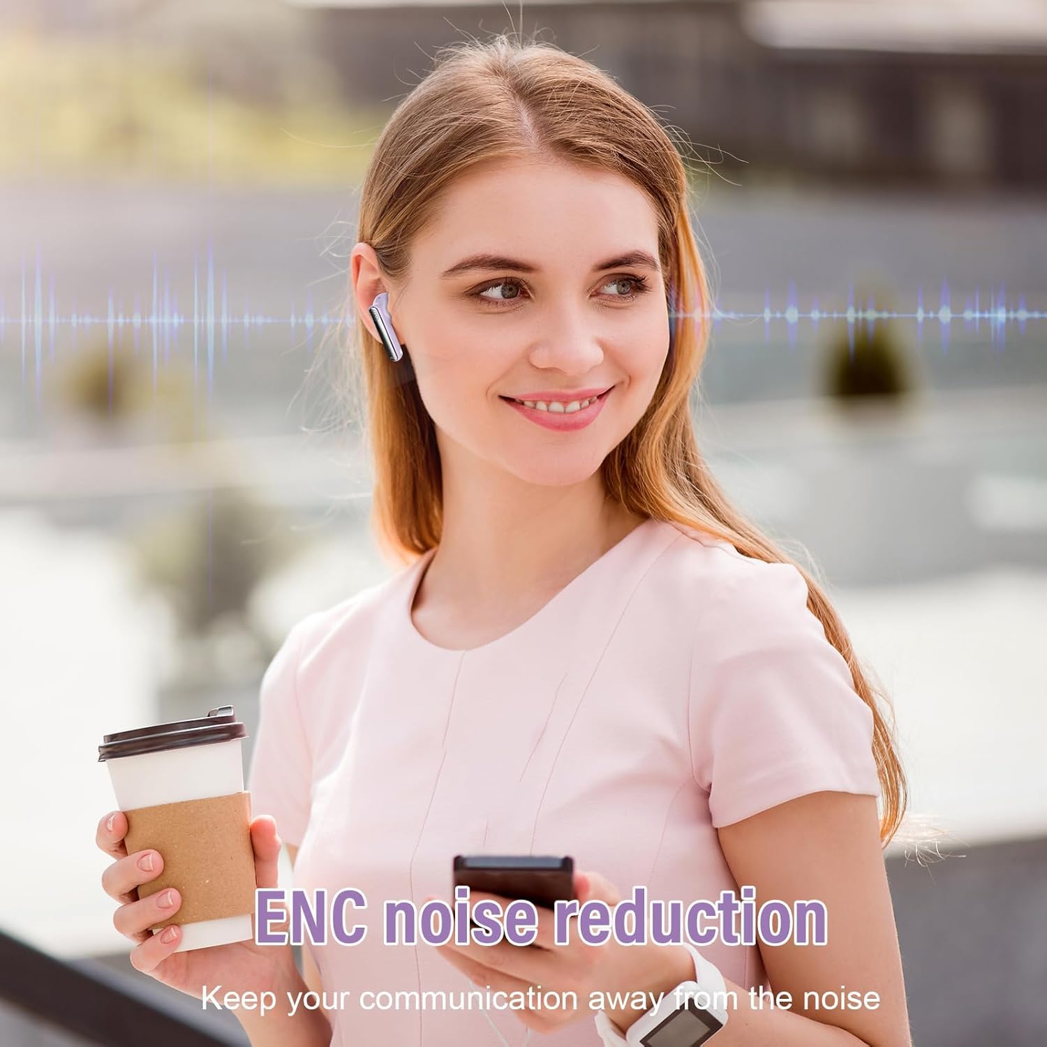 AI Language Translator Earbuds with Audio and Video Calls, 3-in-1 Bluetooth 5.4 Translation Earbuds with 164 Real Time Languages/6 Translation Modes, 48H AI Headphones with APP for Business Violet - Image 4