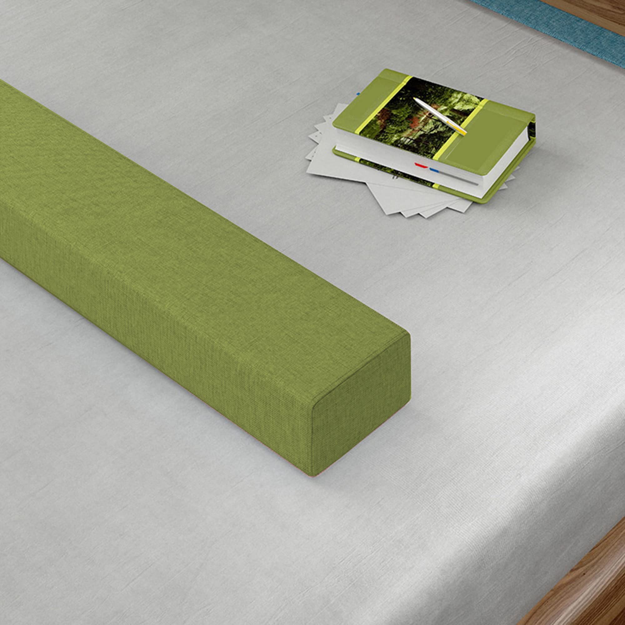 XIEMINLE Custom Size Bed Headboard Pillow Cushion, Sofa Bolster Armrest Cushion with Removable Cover, Bed Gap Filler Rectangle Twin Bed Bridge for Single/Double/King Bed,120 * 20 * 20cm,Green โ image 1