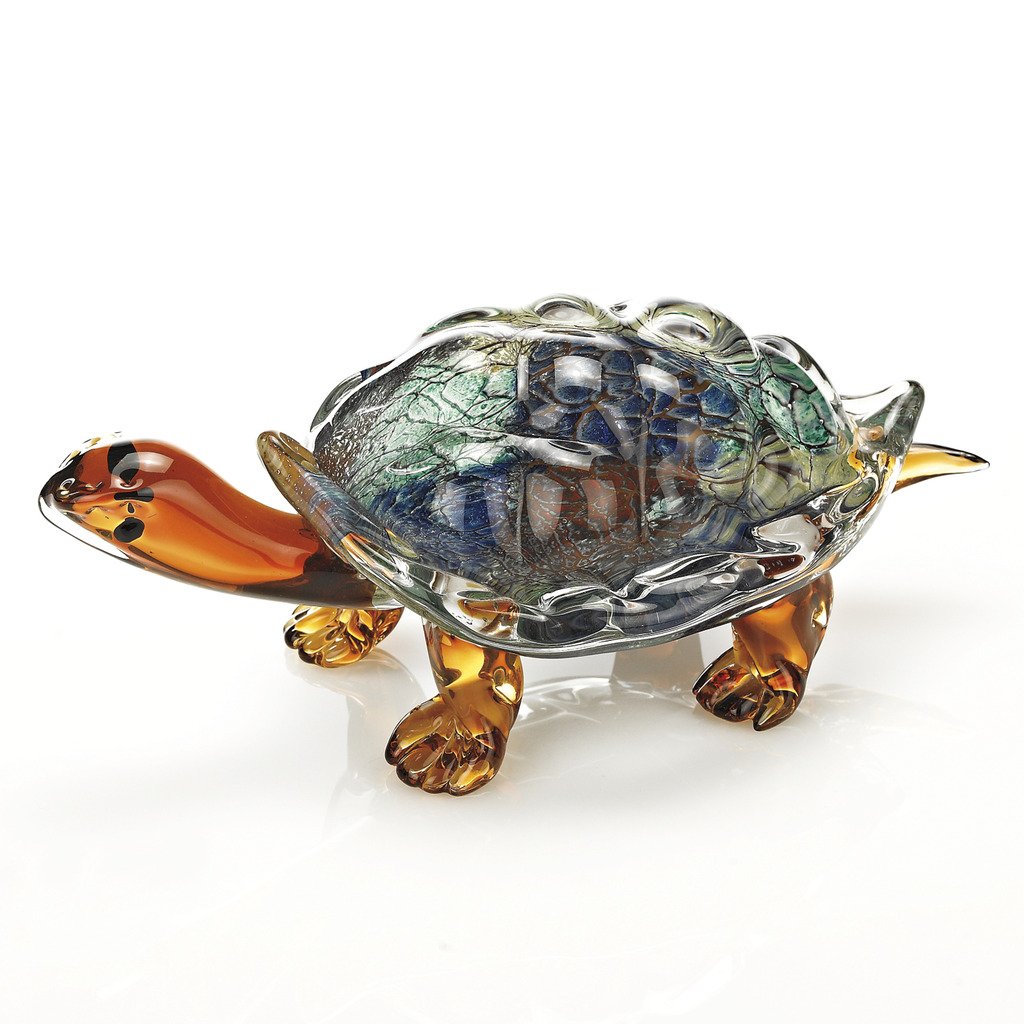 Badash Firestorm Design Art Glass Turtle Home Decor, 12x6x5