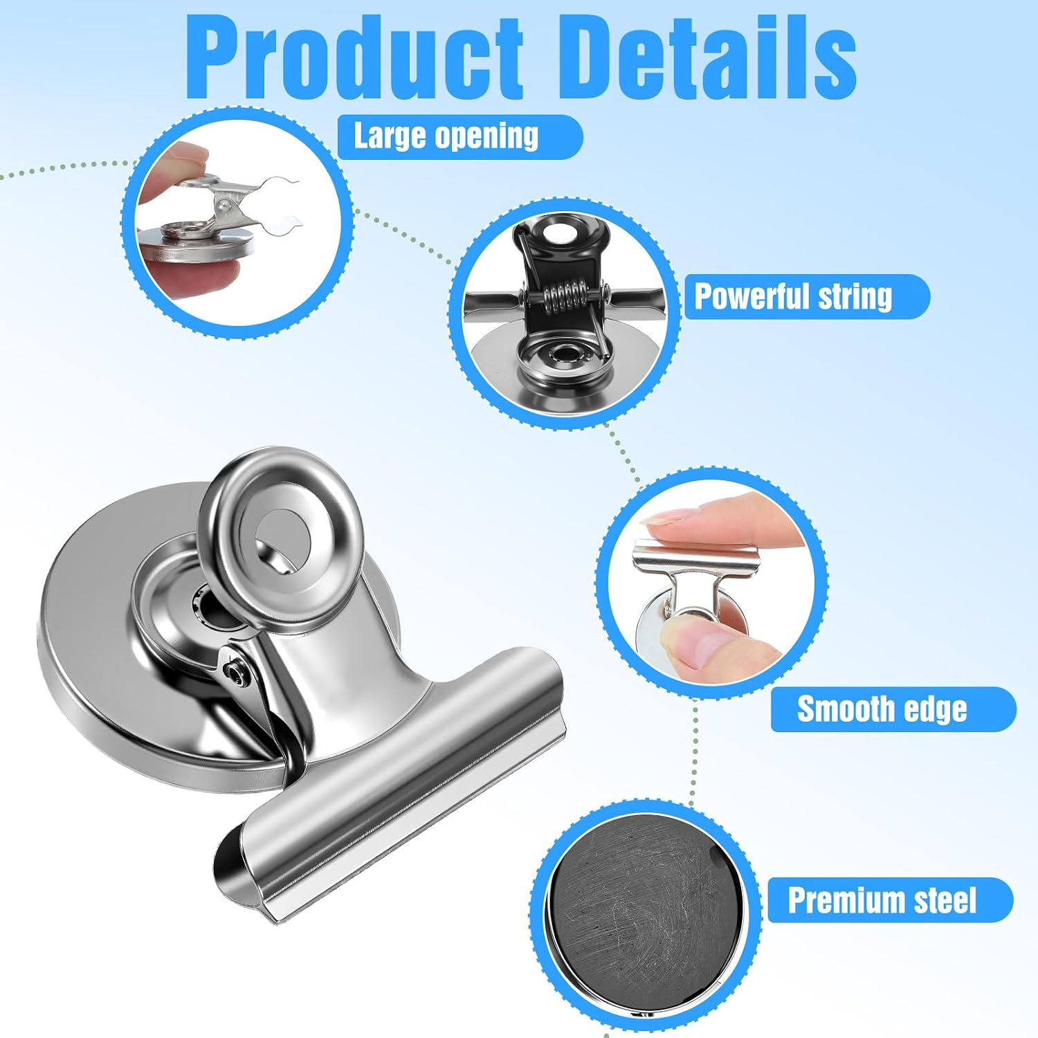 60 Pack Strong Magnetic Clips, Fridge Magnets Refrigerator Magnet, Magnet Clips Heavy Duty Whiteboard Magnets for Office, Classroom, and Home (Silver)