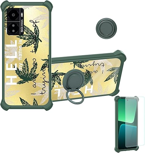 Kalley DJL-SY - Funda compatible con Kalley Black 3 con protector de pantalla de vidrio templado, soporte de anillo, luz dorada reflectante