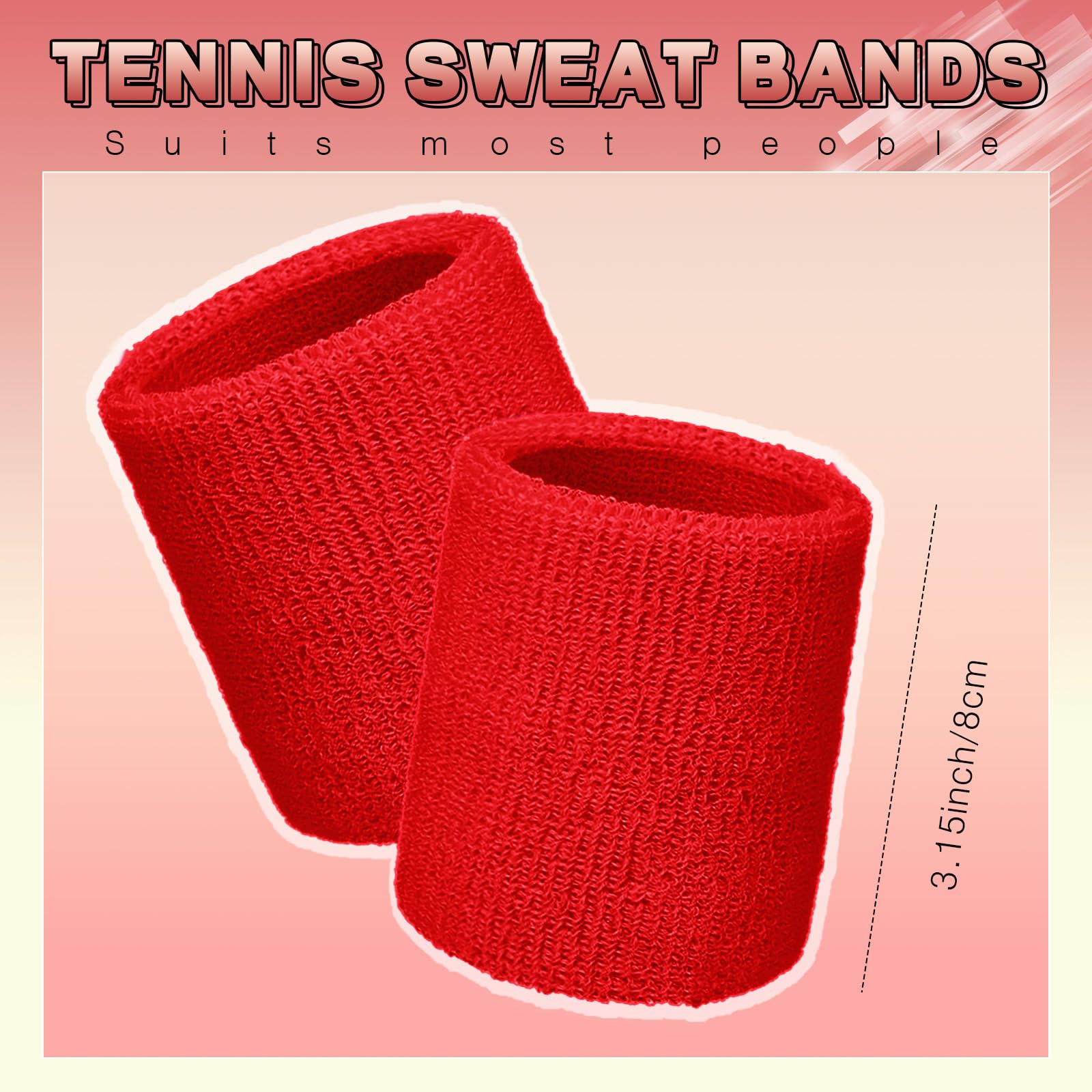 Schweißbänder in Neonfarben, 80er-Jahre, Sport-Tennis-Armband, dicke Baumwolle, Gymnastik, Erwachsene, Schweißband, saugfähiges Schweißband für Männer und Frauen, Partyzubehör, Basketball