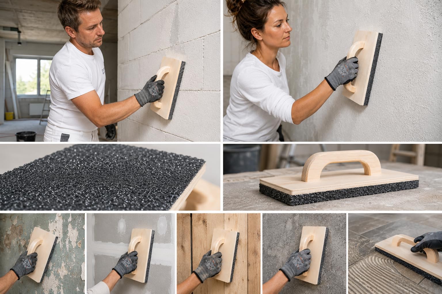 STUBAI Schleifbrett für Ytong und Styropor 500 x 240 mm, K16 Grobschliff, Schleifbelag aufgeklebt, Trockenbau, Mauerwerk, Putz, Beton, Estrich, Profi Bauwerkzeug für Handwerker und Sanierung