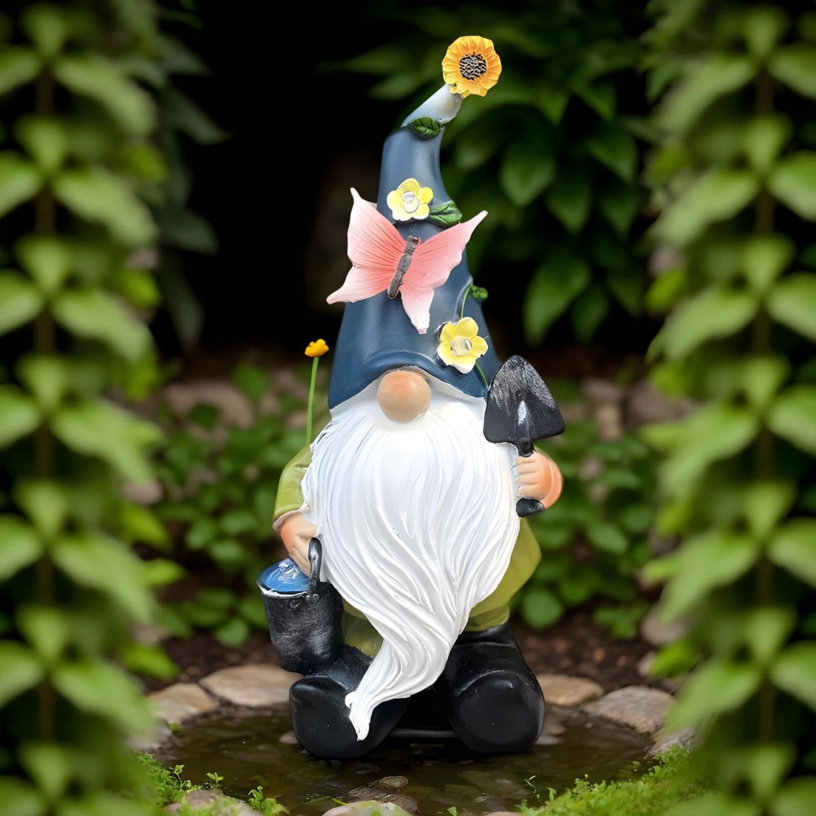 Statua di in Resina Decorativa da Giardino LED Divertenti E Impermeabili | Statuine Di Nani Ornamentali per Prato, Portico, Cortile, Giardino, Retro, Esterno, Paesaggio
