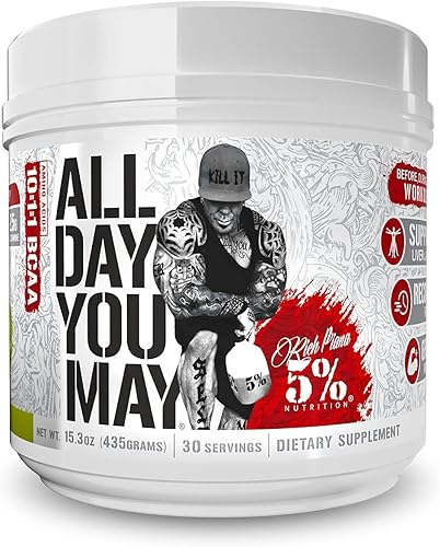 Miniatura 21 de 5% Nutrition Rich Piana AllDayYouMay BCAA Powder - Aminoácidos prémium para intra y después del entrenamiento, hidratación, resistencia,