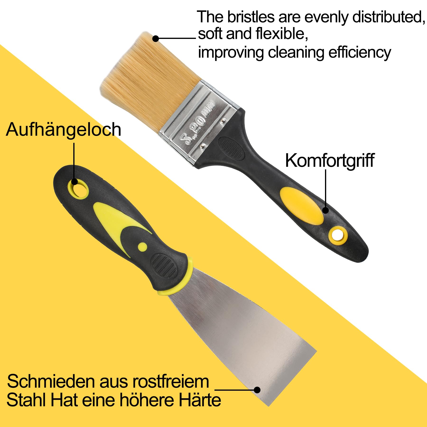 Farbroller Set mit Teleskopstange, 20-Teiliges Malerset mit 1.5m Teleskopstange, 23cm + 11cm Malerrolle, Pinsel, Schaber und Farbwanne, Farbroller Wandfarbe Malerrolle für Wand Decken