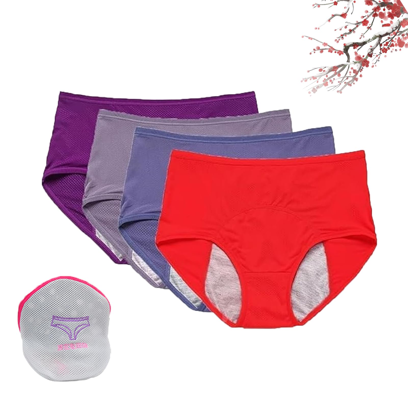 Hopasrisee Women's 4Pcs-G Everdries Leakproof Underwear, Everdries Leakproof Panties For Over 60 Incontinence, Plus Size Briefs (,M)