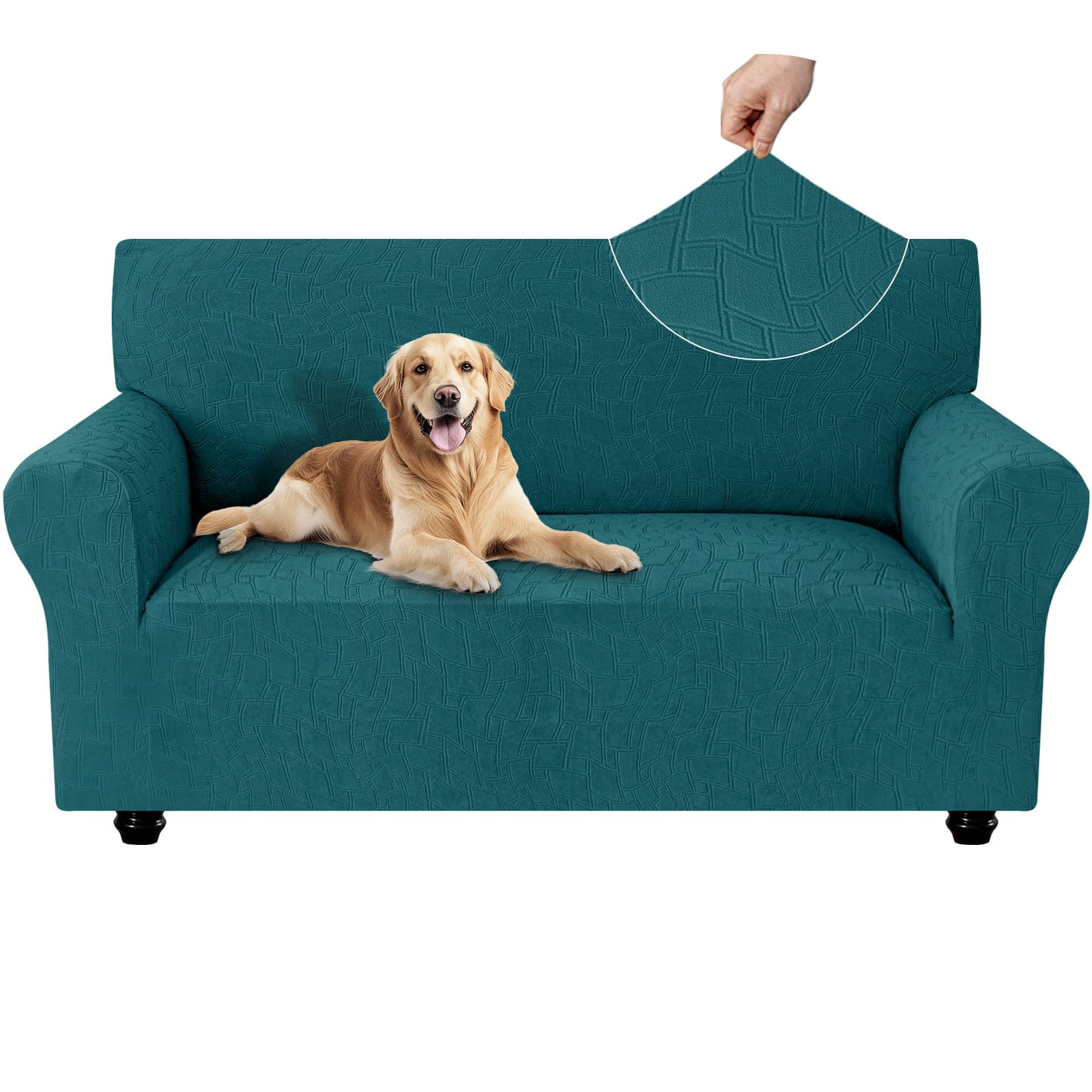 Ystyle Funda Sofa 2 Plazas, Couch Cover Elasticas, Funda para Sofa Antiarañazos Gatos, Forros para Sofas Antideslizante, Protector Sofa Antimanchas Lavable Anti Perros, Verde Oscuro Global Recycled Standard Global Recycled Standard Global Recycled Standard