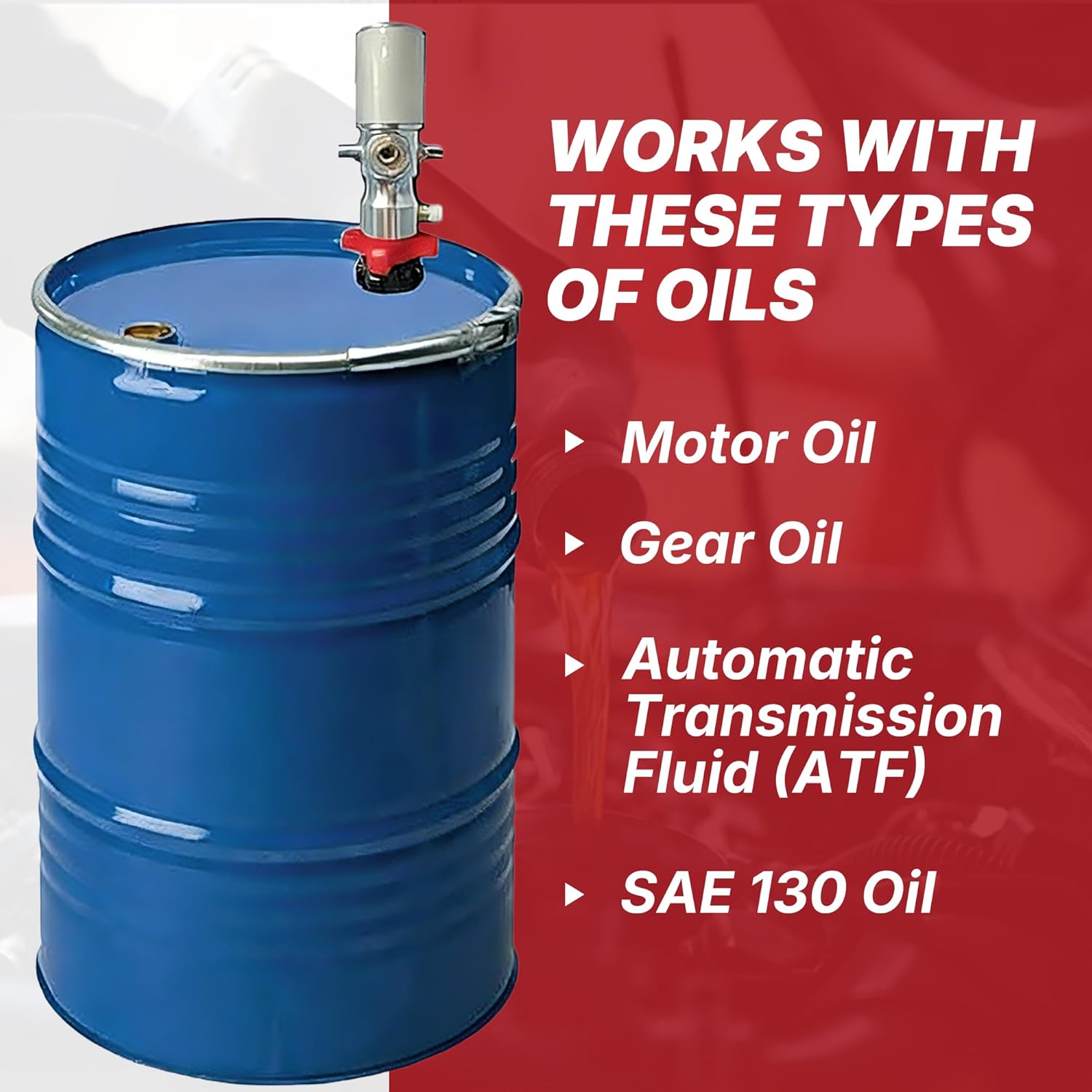 LAUCO 3:1 Air Operated Oil Pump – Pneumatic Drum Pump for 55 Gallon Barrels – 870 PSI for SAE240 Fluids and Gear Oils (Pump Only, No Hose, Gun, Cart) (Not for Gasoline or Diesel), 47529