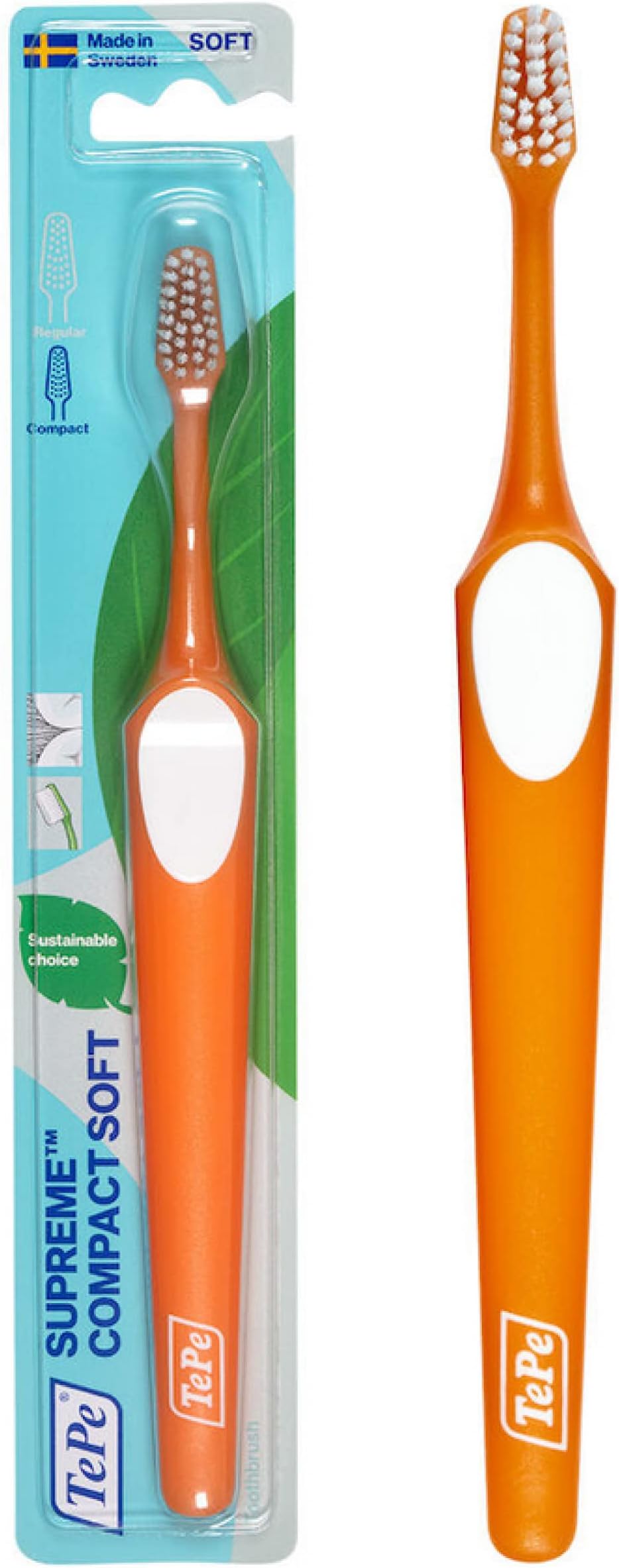 Supreme Compact Toothbrush, Soft Bristle Toothbrush, Tapered Brush Head for Sensitive Teeth and Gum Care, Adult, 1 Pack