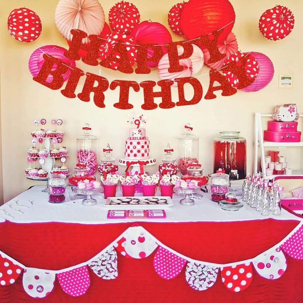 UOMYLEIR Happy Birthday Banner – Buntes Geburtstagsbanner Mit Schmetterlingen & Luftballons – Für Kinderpartys Drinnen & Draußen