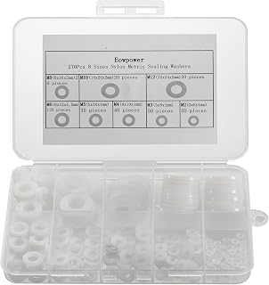 Eowpower 270 Pieces 8 Sizes Nylon Metric Sealing Washers Assortment Set