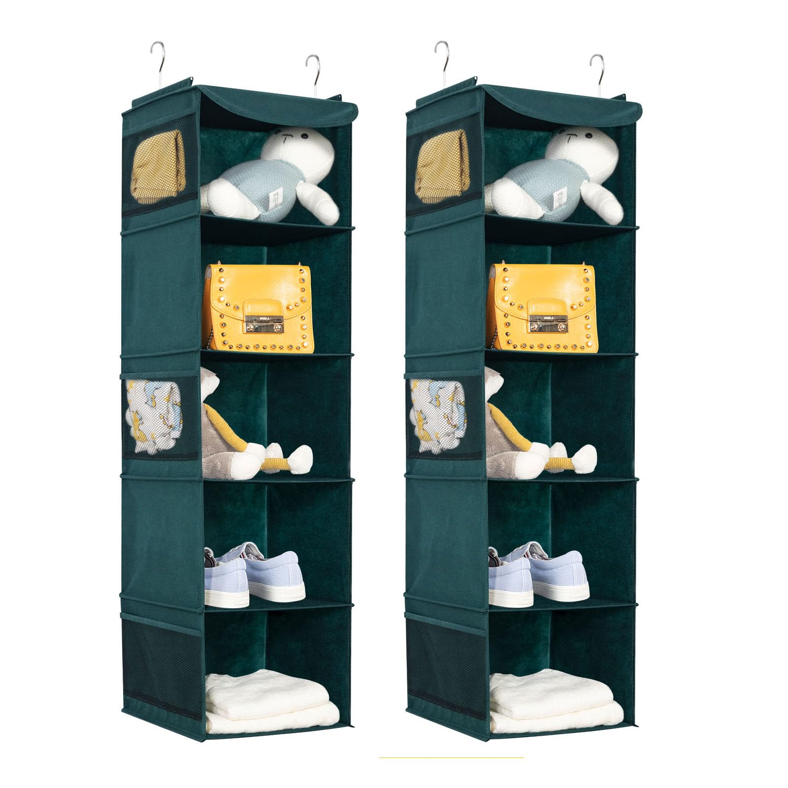 BrilliantJo 2 PCS Hanging Wardrobe Closet Organiser Storage with 5 Shelves
