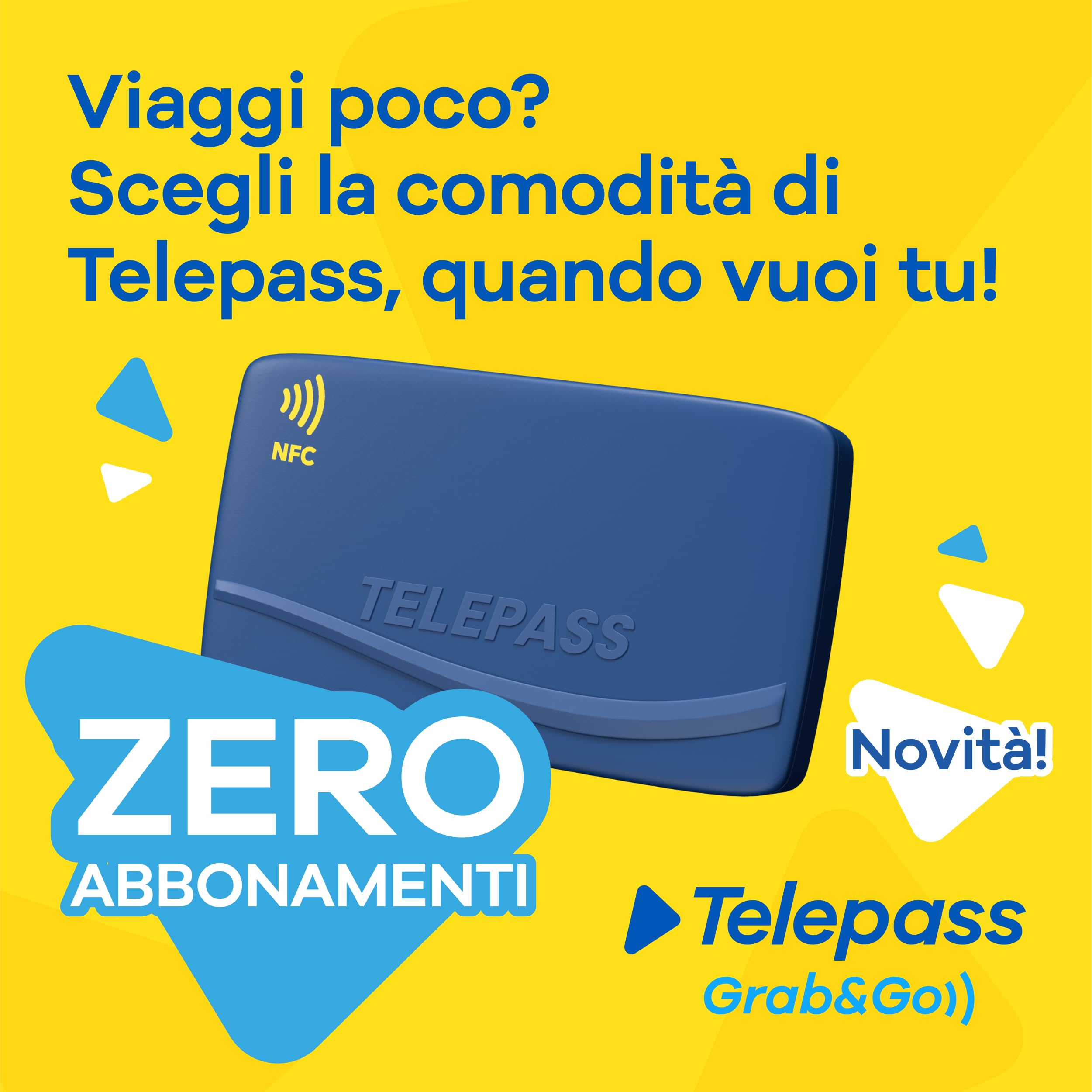 Telepass Grab&Go – Dispositivo Senza Canone Fisso, Modalità Pay-Per-Use, Attivazione a Pagamento Dopo Acquisto – per Pedaggi, Parcheggi, Strisce Blu, Area C, e-Vignette, Traghetti Stretto Messina