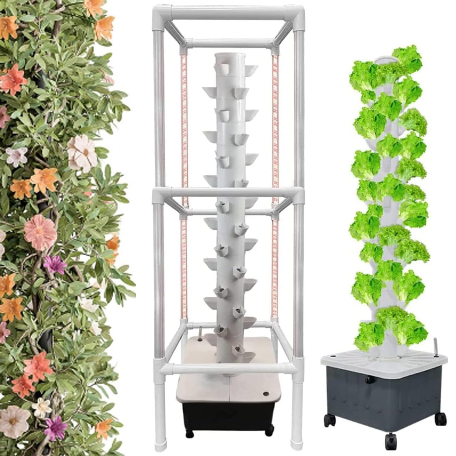 Sistemi Idroponici, Torre Aeroponica da Giardino con Luci di Coltivazione a LED, Sistema di Coltivazione Idroponica per Giardinaggio Indoor, Coltivazione di Erbe, Frutta E Verdura
