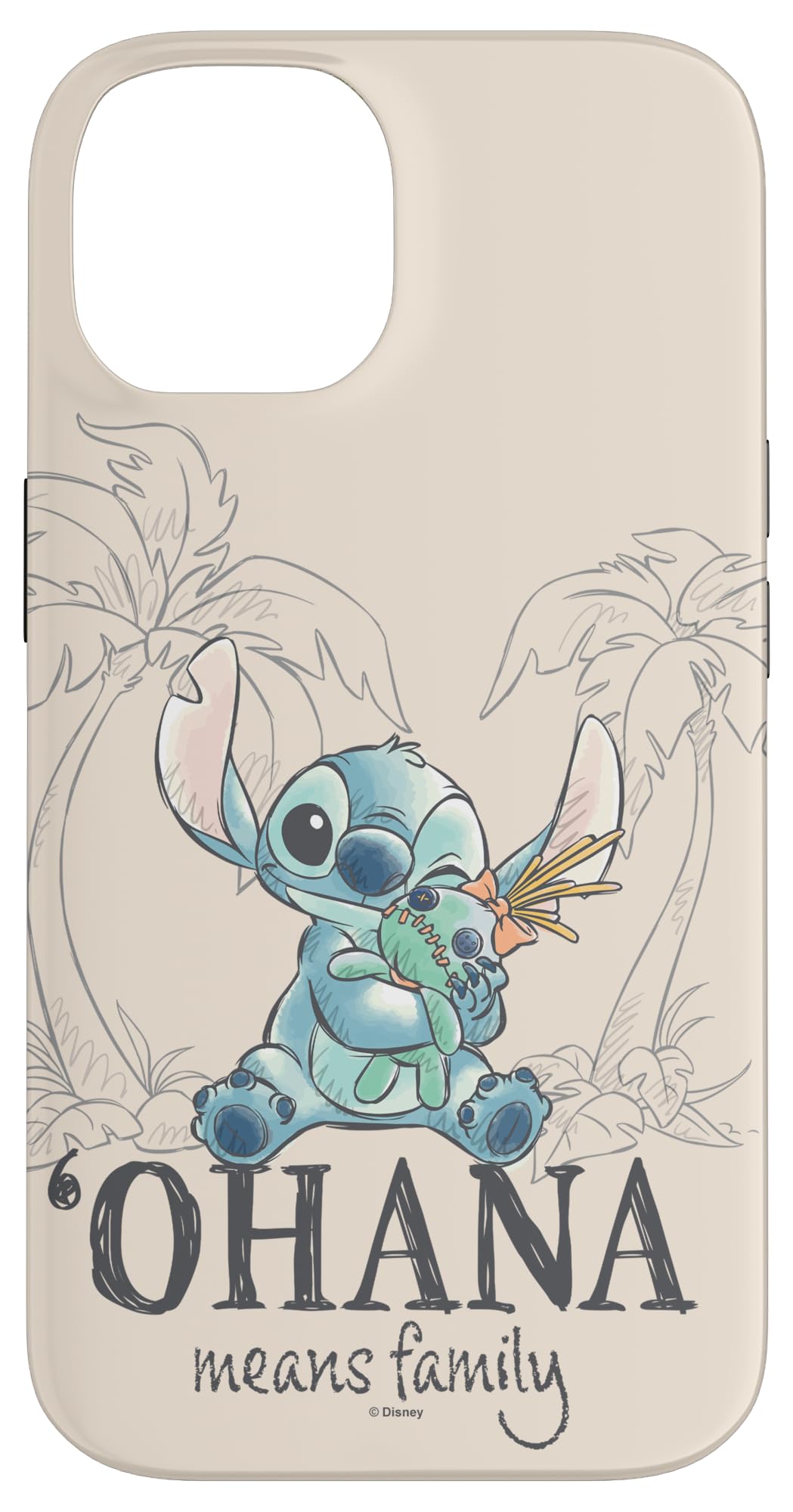 iPhone 14 Disney Lilo & Stitch Ohana Means Family Cute Hug Sketch Case