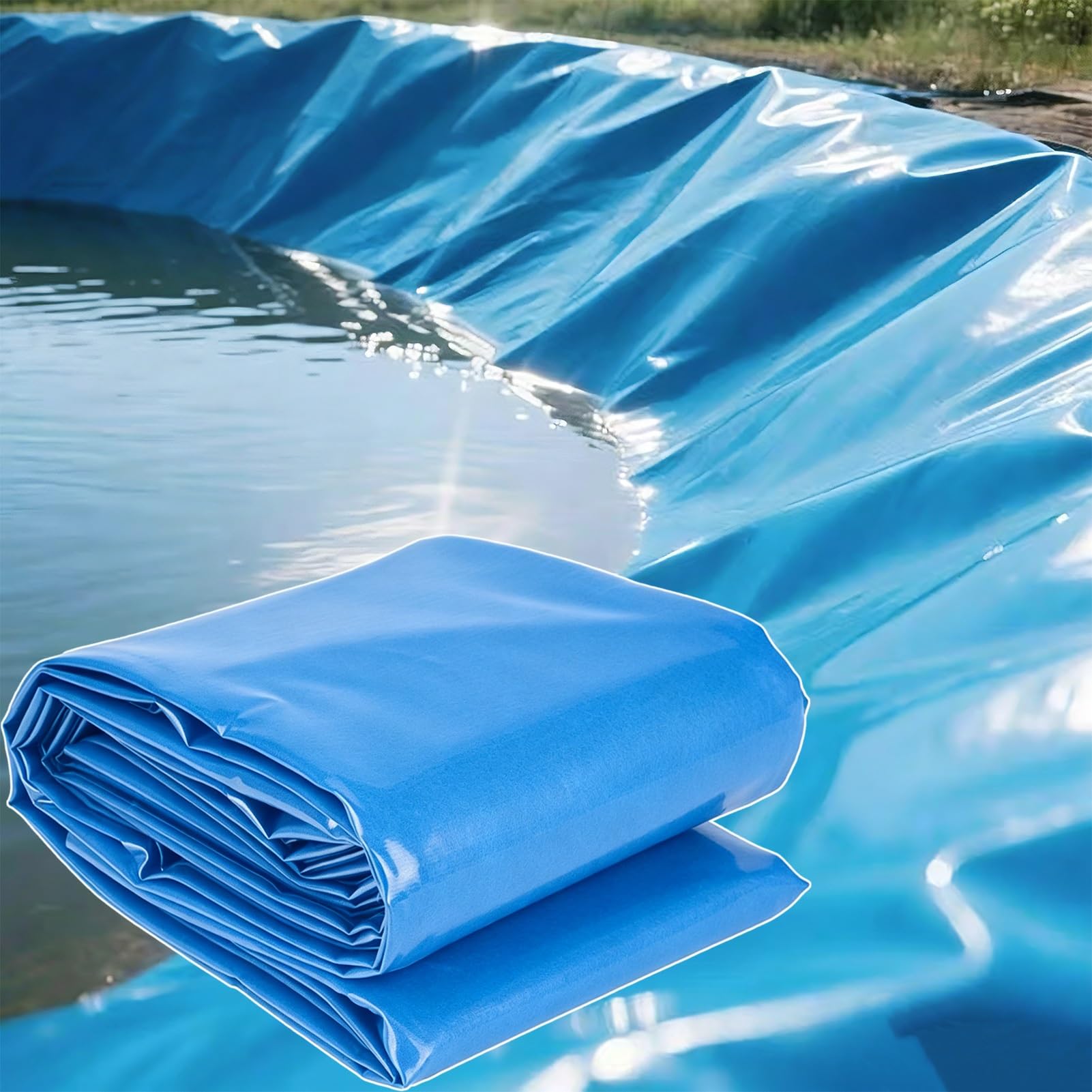 Yopappol Blue HDPE Pond Liner Underlay 3x7m 5x6m 7x8m 8x10m 10x12m Outdoor Pond Liners Sealing Film Damp Proof Membrane for Koi Ponds, Aquaculture and Water Storage(6x9m(19.7x29.5ft))
