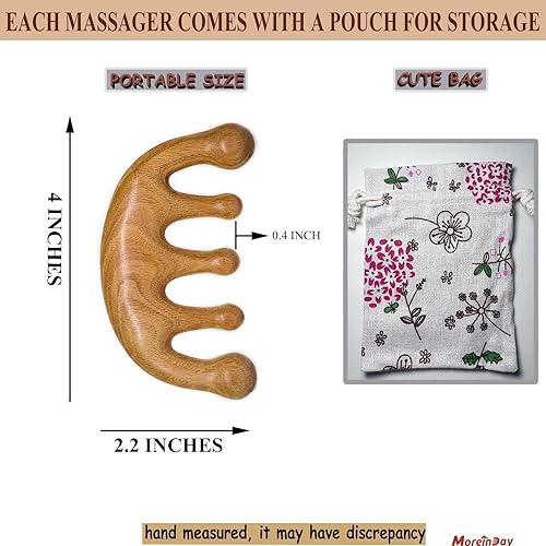 Vista 34 de Peine masajeador de cuero cabelludo de madera, peine de sándalo verde para el crecimiento del cabello, Gua Sha para mujeres y hombres