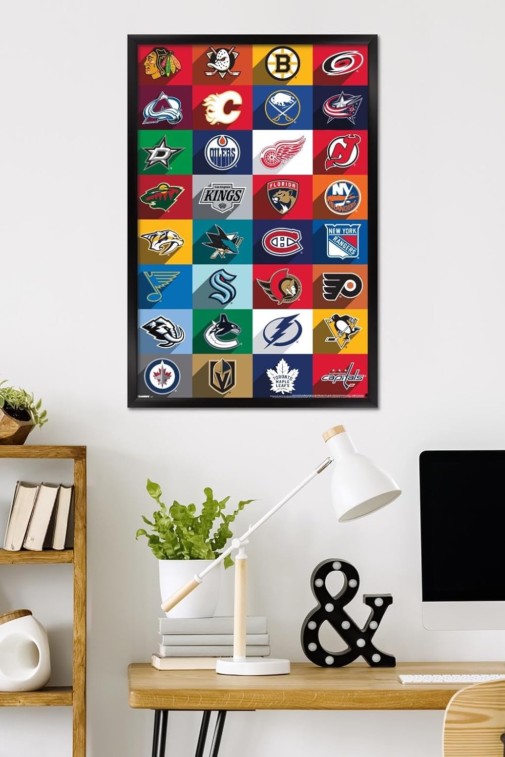 NHL League - Logos 25 Wall Poster, 34L" x 22.4W", Black Framed Version