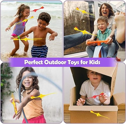 Miniatura 2 de Namii W Resorteras de hule tipo pollos Novedad Juego Flickin Chicken pollos voladores juguetes de pollo de goma pegajosa Bromas de Pascua Halloween