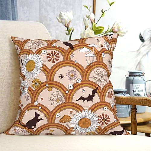 Miniatura 4 de Throw Pillow Covers 16x16 Inch Boho Rainbow Cat Decorative Pillow Covers Cushion Covers cojines decorativos para sala Pillow Cases Cute Throw