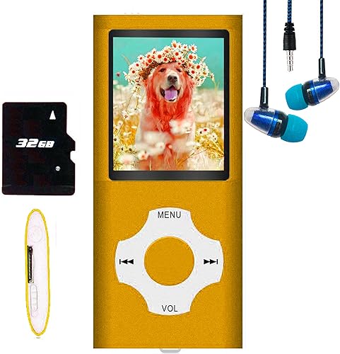 Hotechs - Reproductor de MP3 MP4, reproductor de música MP3 con tarjeta SD de 32 GB Slim Classic Digital LCD pantalla de 1.82 pulgadas, mini puerto