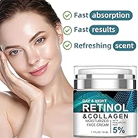 Vista 3 de Crema de colágeno con retinol para cara con 5% de ácido hialurónico Crema antienvejecimiento antiarrugas que reduce las líneas finas, elevación