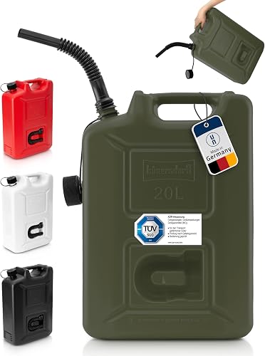 Hünersdorff Lot de 3 bidons de Carburant Professionnels de 20 l pour Essence, Diesel et Autres Produits Dangereux, fabriqué en Allemagne, Production certifiée TÜV, Olive - 3