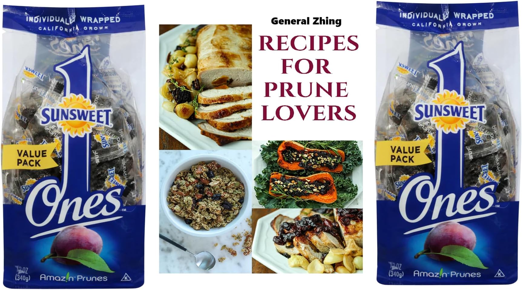 - Sunsweet Ones Individual Pitted Prunes - 2 PACKS (12 oz each) of Individually Wrapped Dried Prunes PLUS Our Prune Recipe E-Book (Downloadable)