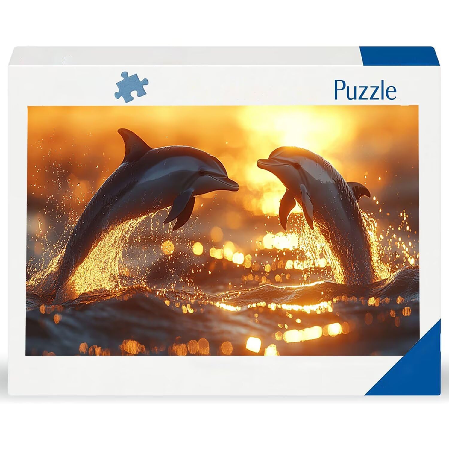 Puzzle 1692 puzzle dla dorosłych, wymagająca zagadka, prezent dla całej rodziny, prezenty dla kobiet i mężczyzn, motyw: delfin zachód słońca J-322