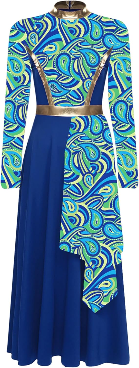 Womens Liturgical Praise Worship Dance Dress Camouflage Print Lyrical Worship Dance Costume