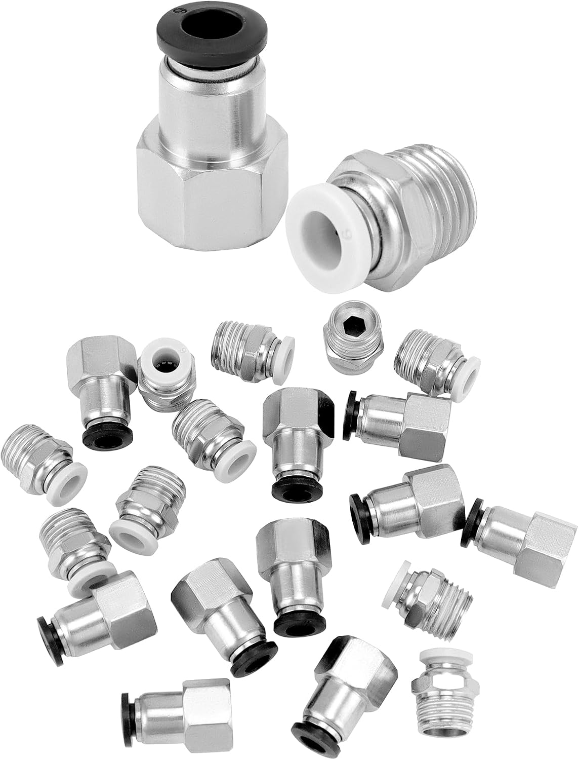 QWORK 20 Pack Pneumatic Push to Connect Air Fittings, 1/4 Inch Tube OD ...