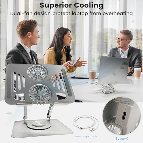 Miniatura 6 de Soporte ajustable para laptop, soporte para computadora con base giratoria de 360, soporte ergonómico para computadora portátil para escritorio