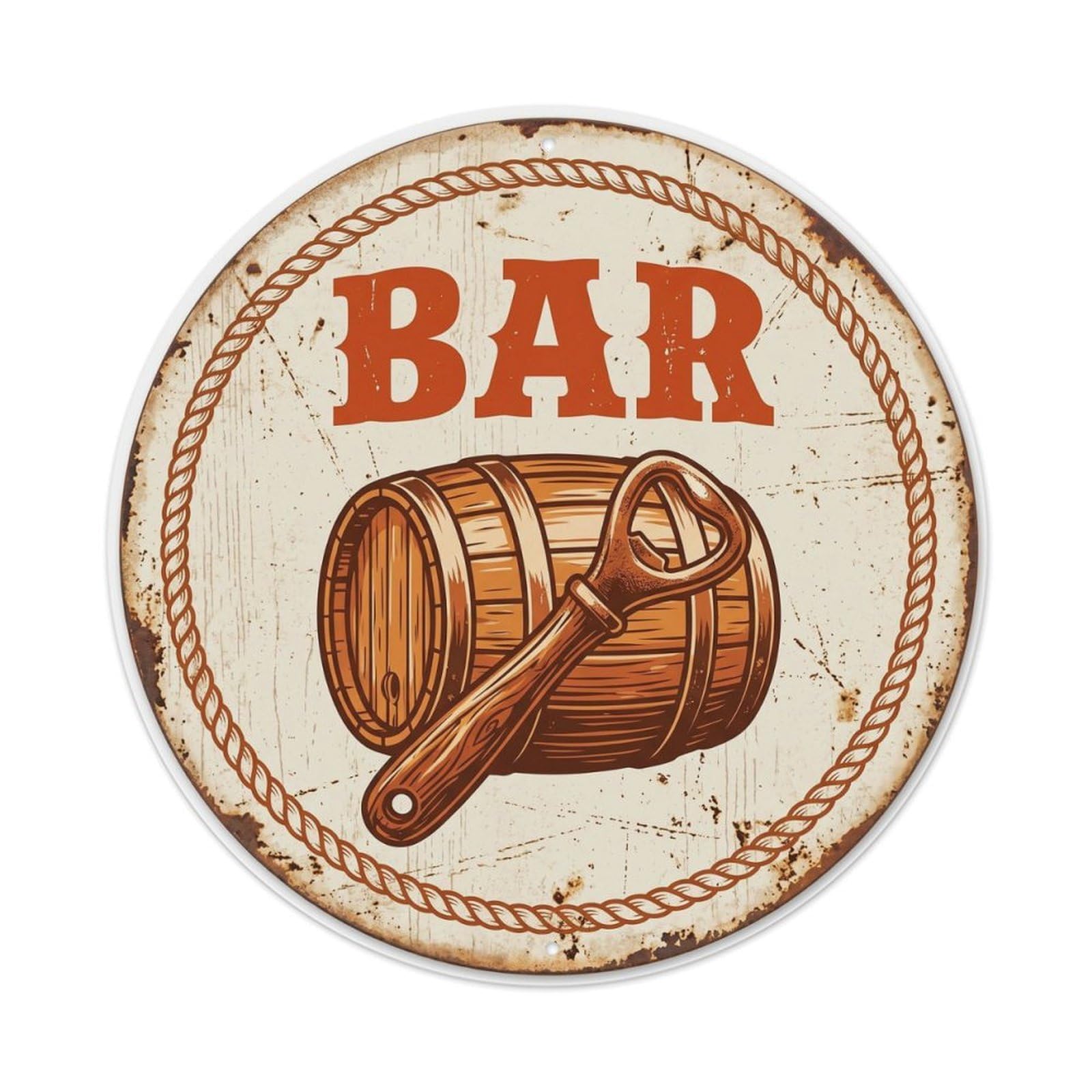 BAR Lounge Emblem Metal Tin Sign Plaque Wall Decor for Cafe, Club Bar, Office, Home Garden Round Metal Poster 8x8Inch