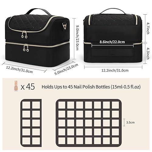 Miniatura 2 de CUBETASTIC Organizador de esmalte de uñas, estuche portátil de almacenamiento de esmalte de uñas con capacidad para 45 frascos de esmalte de uñas y
