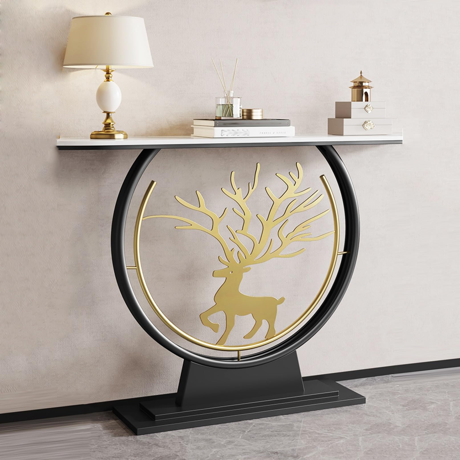 Mueble de exhibición de sofá estrecho con piedra para salón y vestíbulo