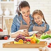 Vista 7 de Krismax Bandeja de servir con asas, bandeja de desayuno de bambú, bandejas de madera, bandeja decorativa para comer, trabajar, almacenar, utilizar