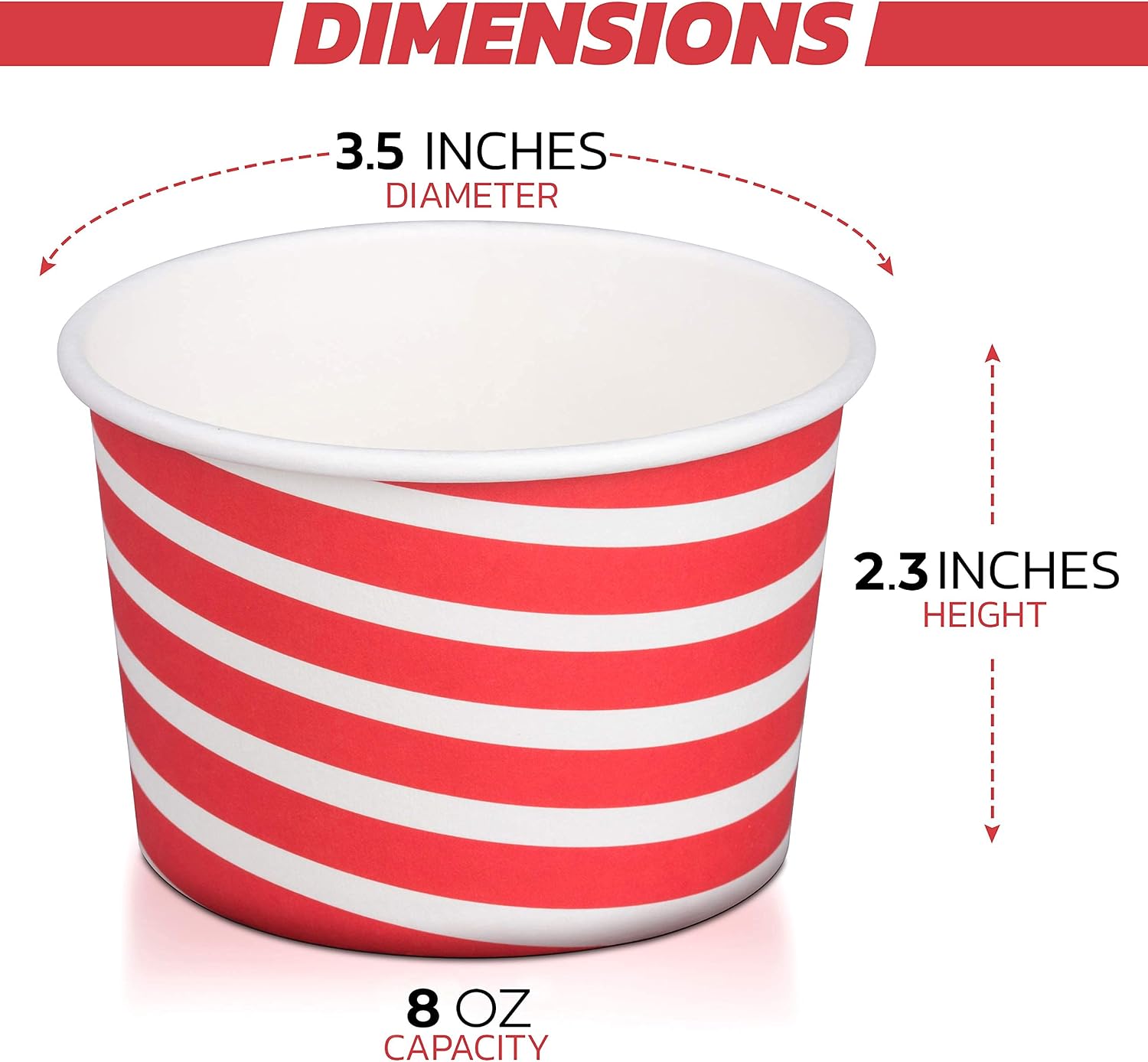 Premium Paper Ice Cream Cups, 50-Pack 8 oz Disposable Dessert cups for Hot and Cold frozen yogurt party, 8-ounce