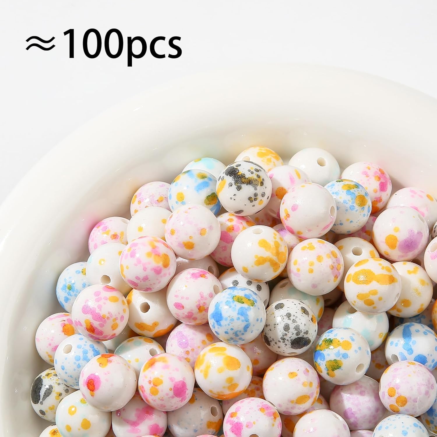 16mm Acrylic Beads 100pcs Print Pen Bead Chunk Bubblegum Beads DIY Beading Hairband Bracelets Necklace Craft for DIY Jewelry Making (bdcpm) - Image 2
