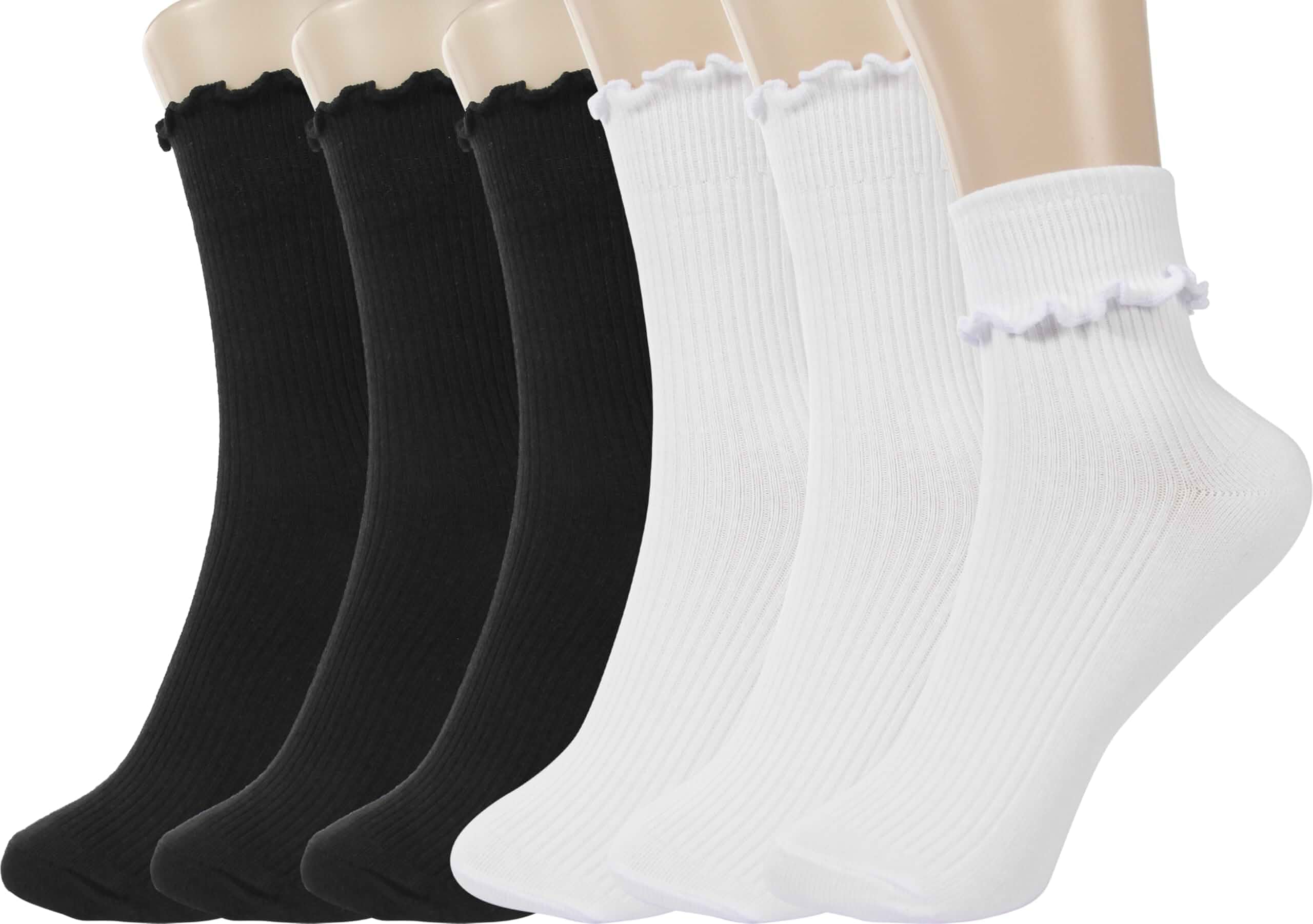 BomKinta Ruffle Socks Women Turn-Cuff Frilly Sock Cotton Crew Socks | Lightweight, Athletic, Gifts