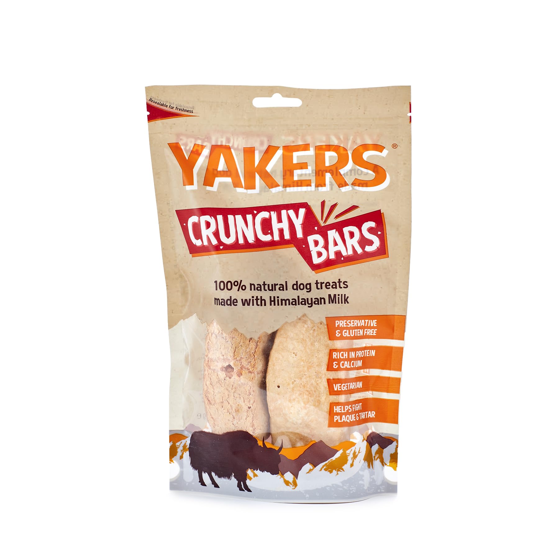 YAKERS Natural Dog Treats, Crunchy Bars, 70g - Healthy and Extra-Long-Lasting Dog Treats & Chews for Puppies and Adult Dogs, Ideal for Strong Teeth, Training & Rewards