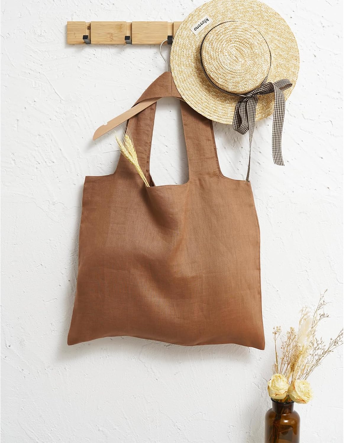 100% Pure Linen Reusable Shopping Bags for Shoulder Grocerie Bags Heavy Duty with Handles