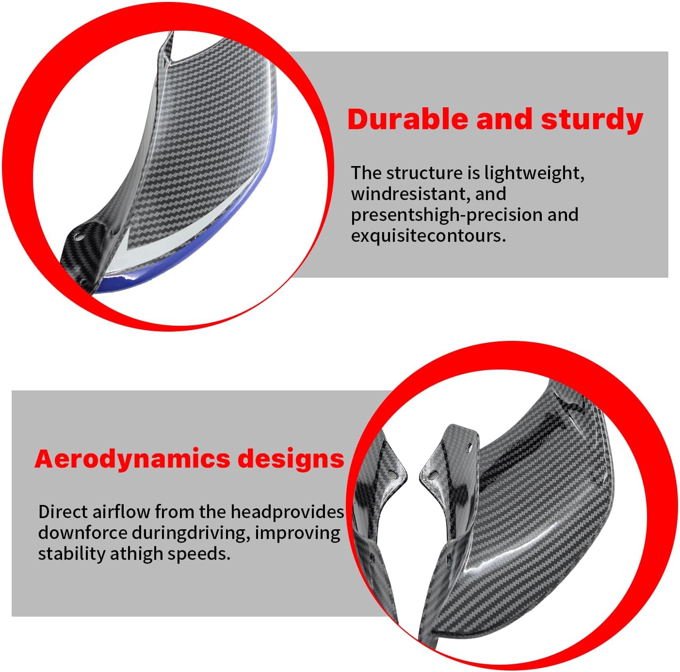 Fixed Spoilers for Yamaha R1 R6 2021 2022 2023 2024, Motorcycle Fairing for R1, Durable ABS Plastic Easy Installation of Yamaha R1 R6 Winglet (Carbon Fiber Blue Lines)