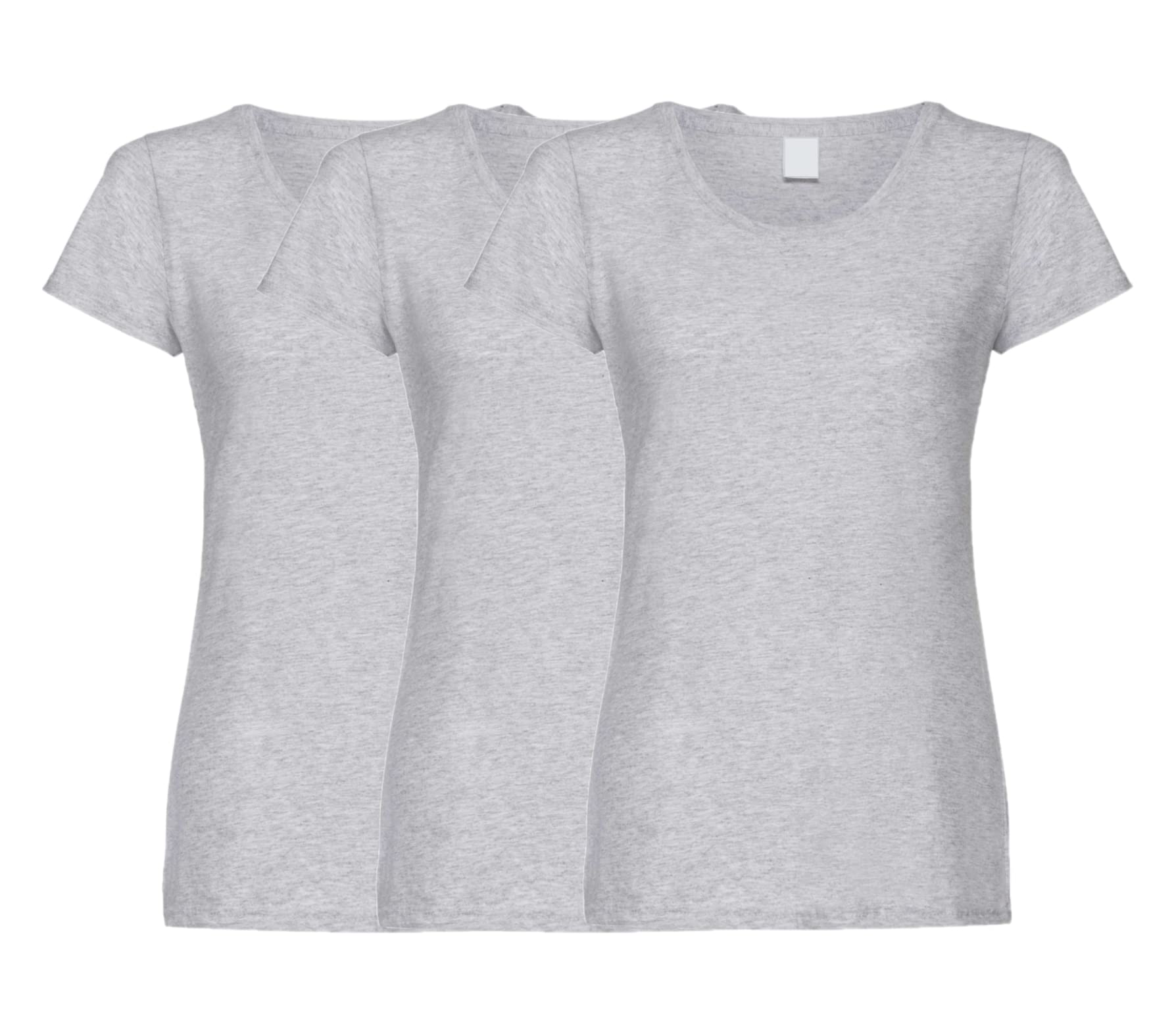 Coozo Women's Heather Grey Original Pack Of 3 Short Sleeve T-Shirts - L