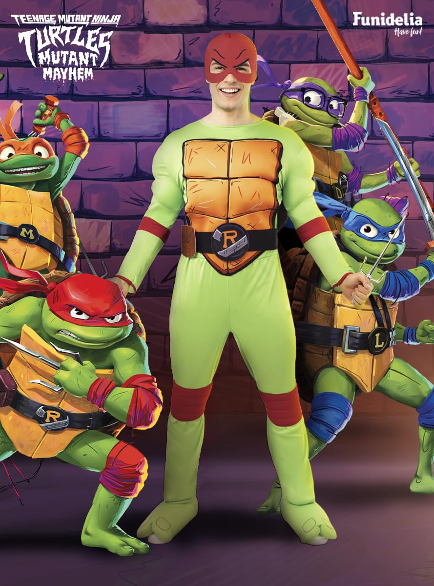 Funidelia | Disfraz de Raphael - Las Tortugas Ninja para hombre Tortugas Ninja & Dibujos Animados - Disfraz para adultos y divertidos accesorios para Fiestas, Carnaval y Halloween - Talla M