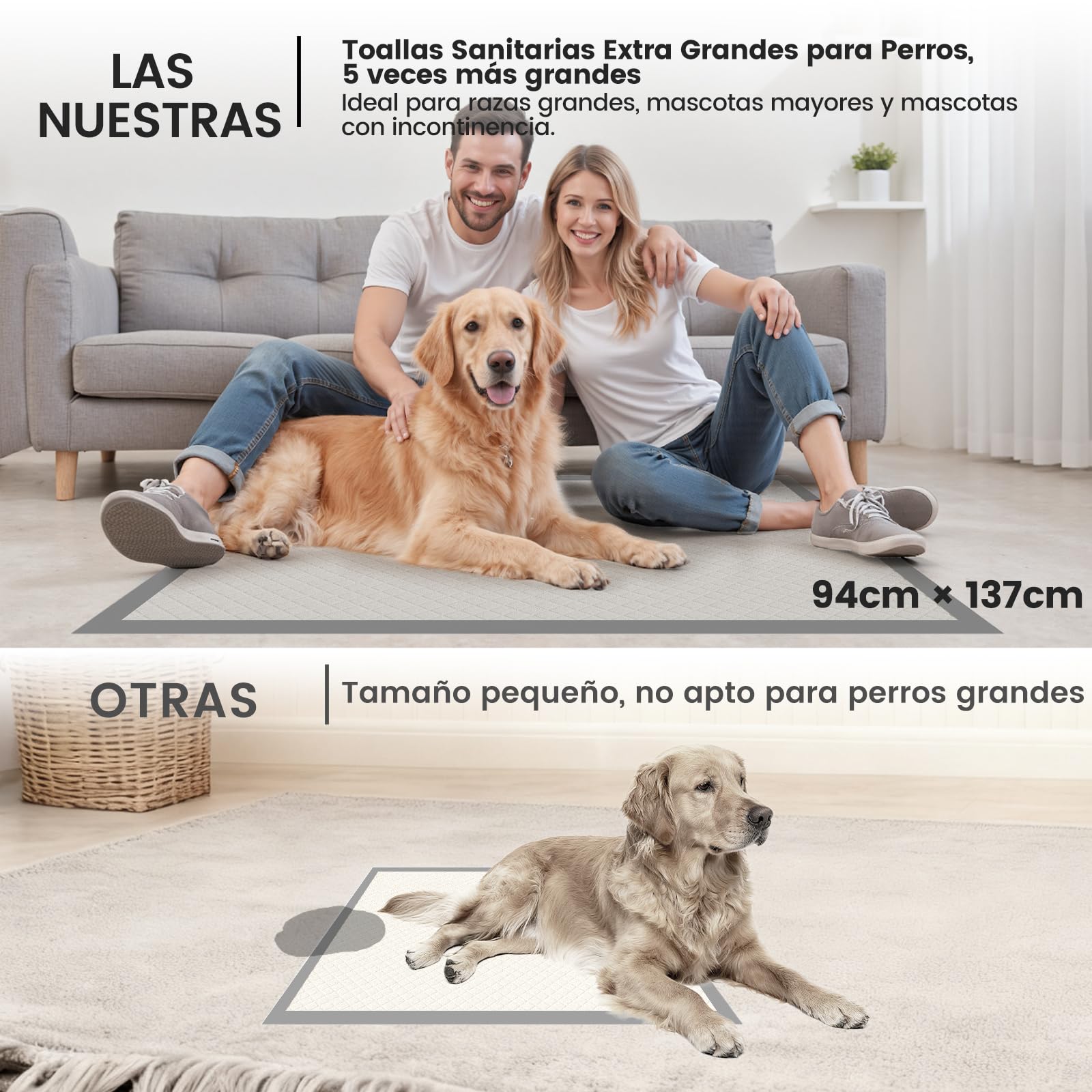 Gardner Pet Empapadores Perros 94x137cm -80 Unidades | Ultraabsorbentes, Respaldo Antideslizante, Protección de Suelos para Perros, para Entrenamiento y Viajes
