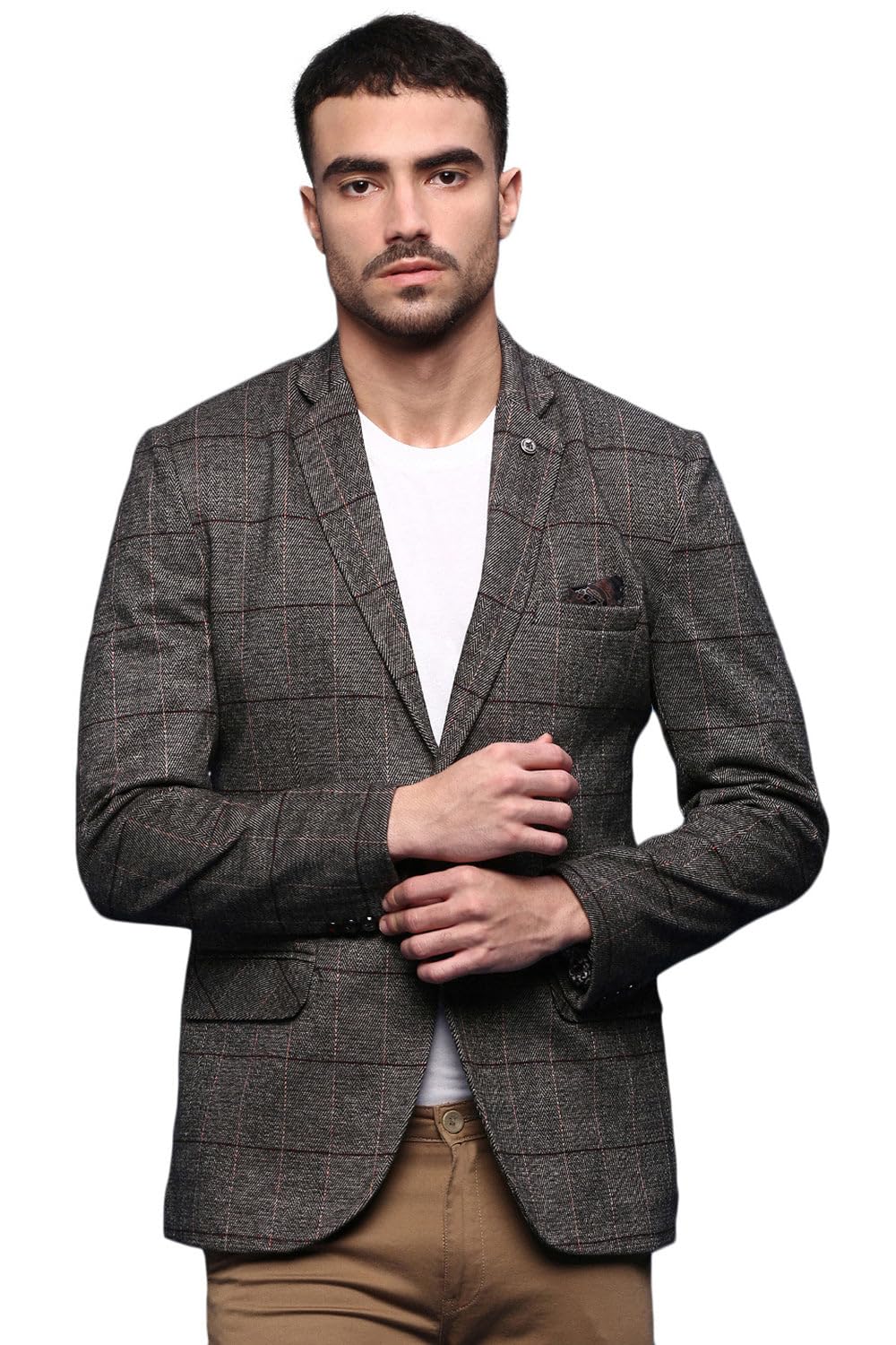 SHOWOFF Men's Brown Slim Fit Single-Breasted Blazer LBR-2498_Brown-image-17