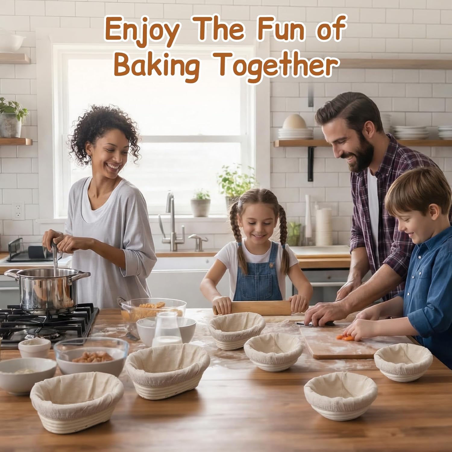 Set of 8 Mini Banneton Bread Proofing Basket with Liner, 5-inch Round and 6.5-inch Oval Small Bread Proofing Sourdough Bowl, for Sourdough Making, Baking Supplies for Home and Bakery