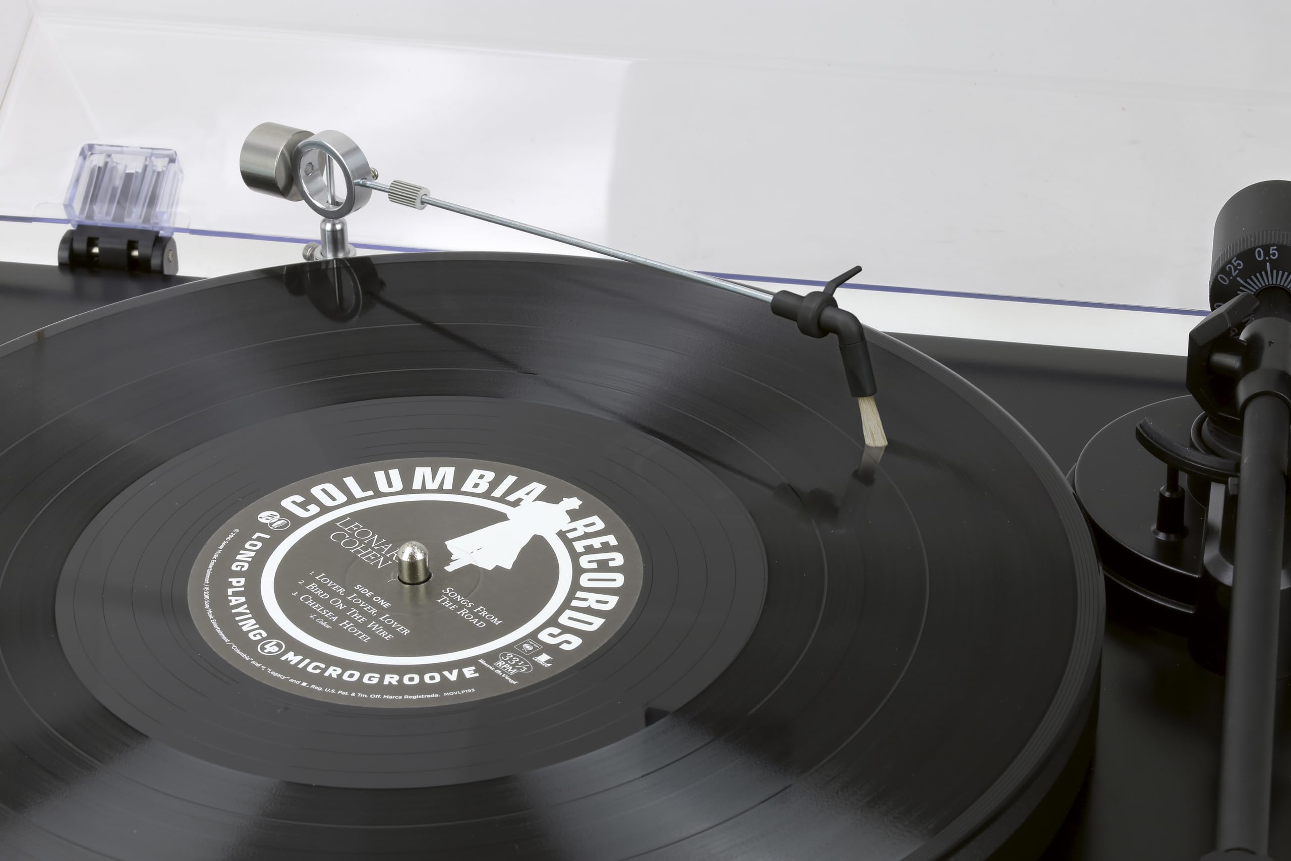 Dynavox spazzola di pulizia per dischi in vinile, braccio di pulizia autoadesivo in alluminio con spazzole in pelo di capra, regolabile in altezza, incl. spazzola per aghi